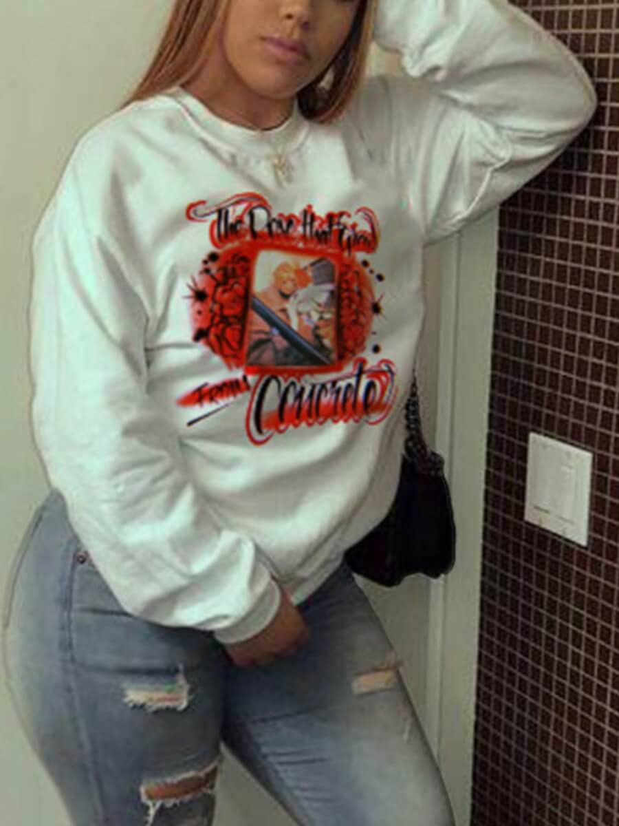 

Lovely Casual Letter Print Patchwork White Plus Size Hoodie