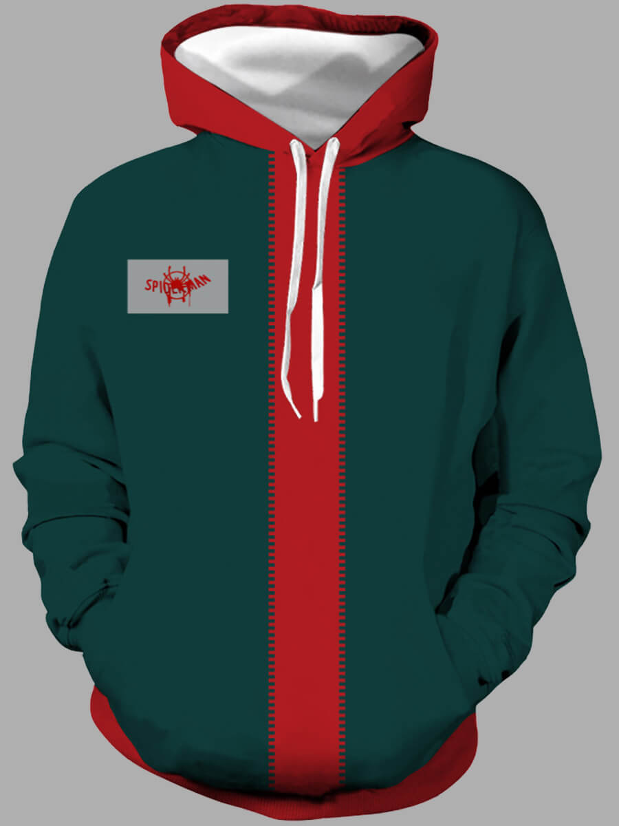 

Lovely Casual Hooded Collar Color-lump Drawstring Black Green Men Hoodie