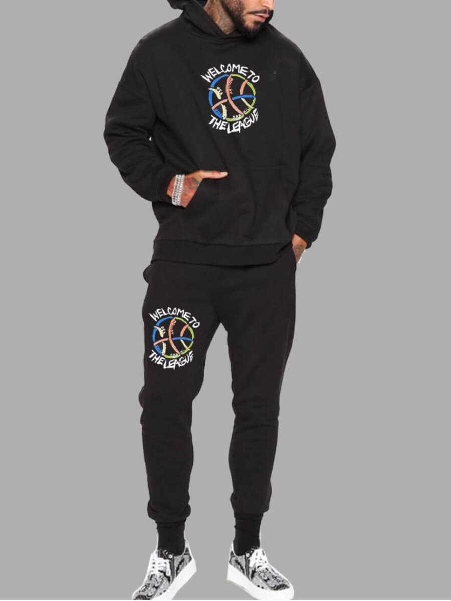 

Lovely Casual Print Drawstring Black Two-piece Pants Set