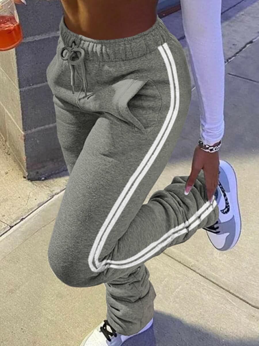 

Lovely Casual Striped Fold Design Dark Grey Pants