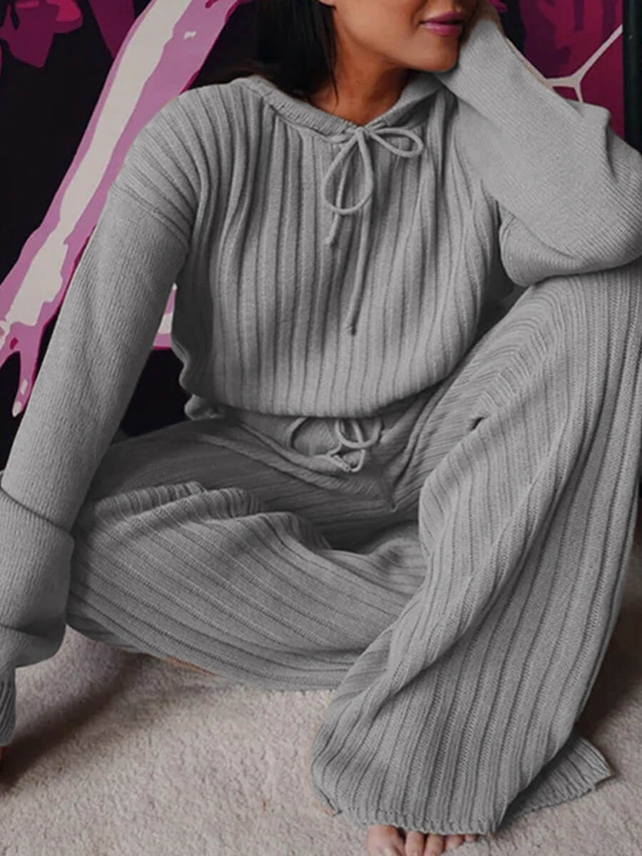 

Lovely Casual Hooded Collar Drawstring Grey Plus Size Two-piece Pants Set