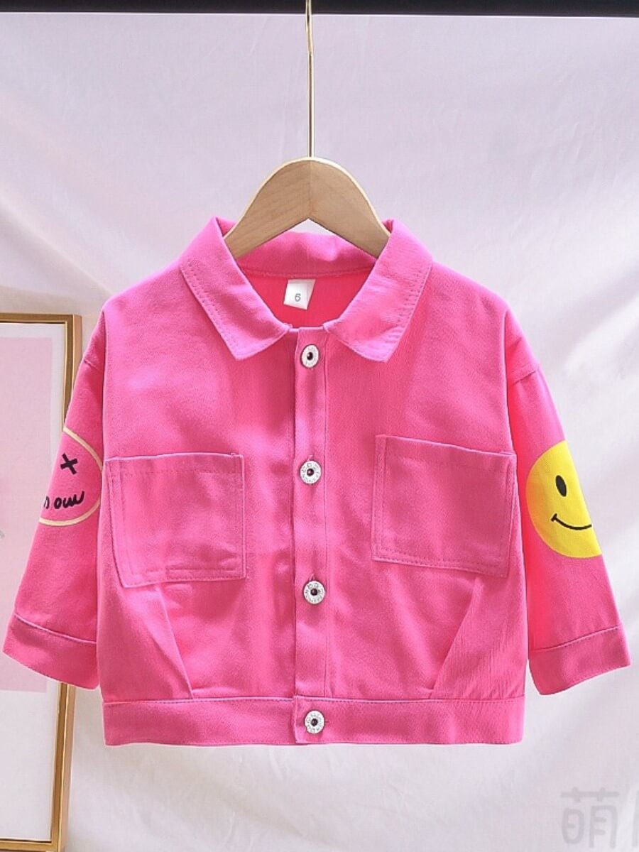 

Lovely Street Long Sleeve Button Design Rose Red Girl Coat