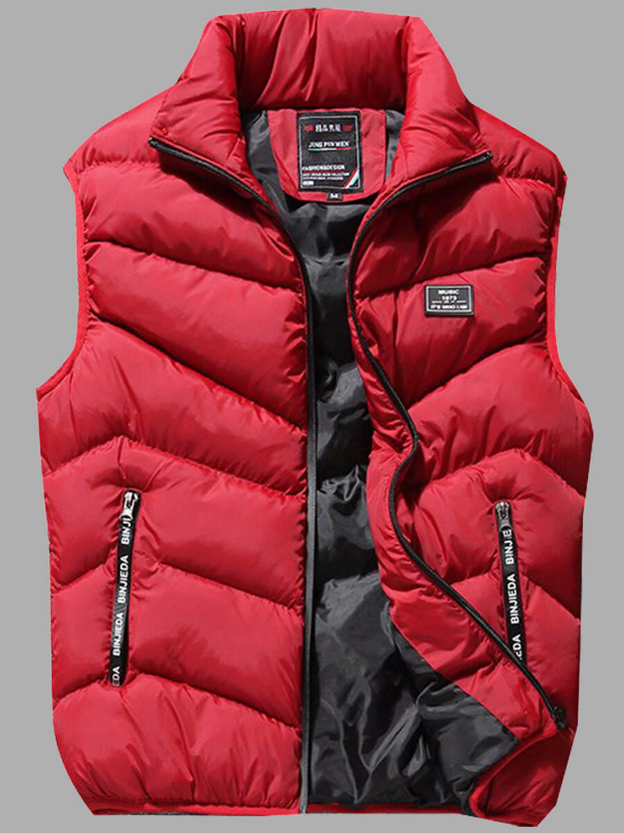 

Lovely Casual Zipper Pocket Design Red Men Vest