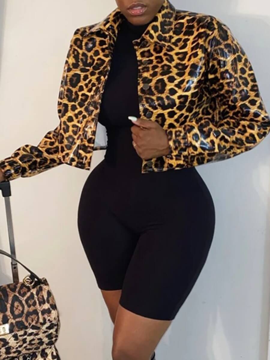 

Lovely Casual Leopard Print Patchwork Yellow Leather