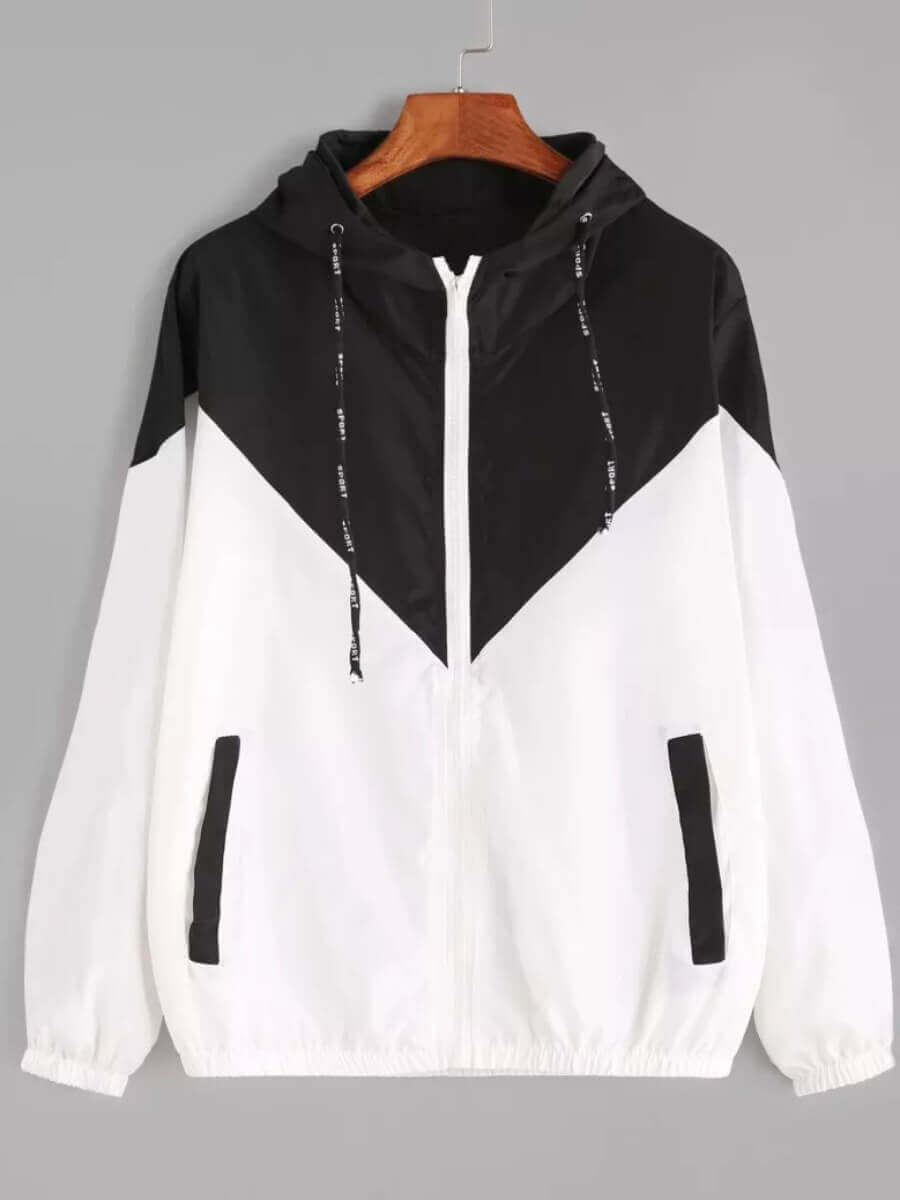 

Lovely Casual Zipper Design Patchwork Black Plus Size Jacket