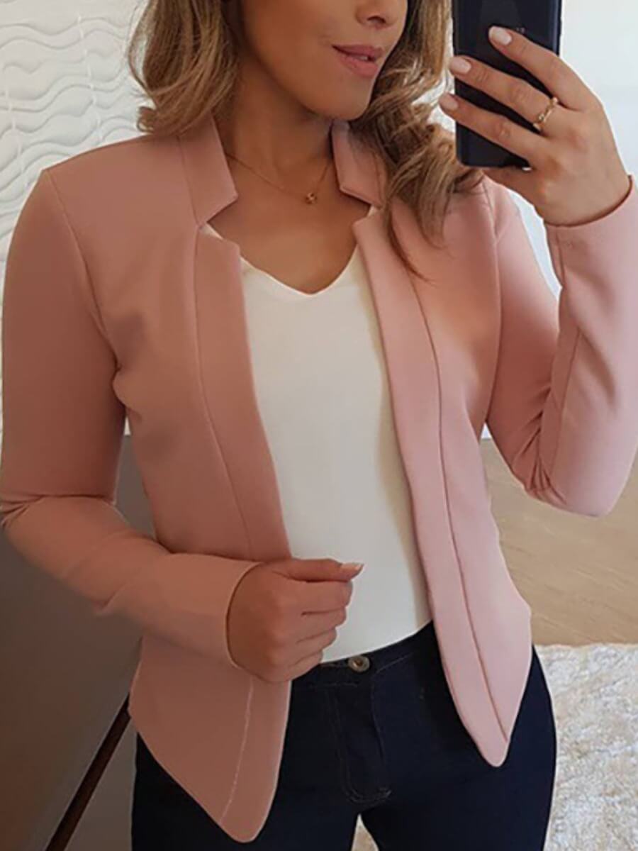 

Lovely Formal Basic Skinny Pink Blazer