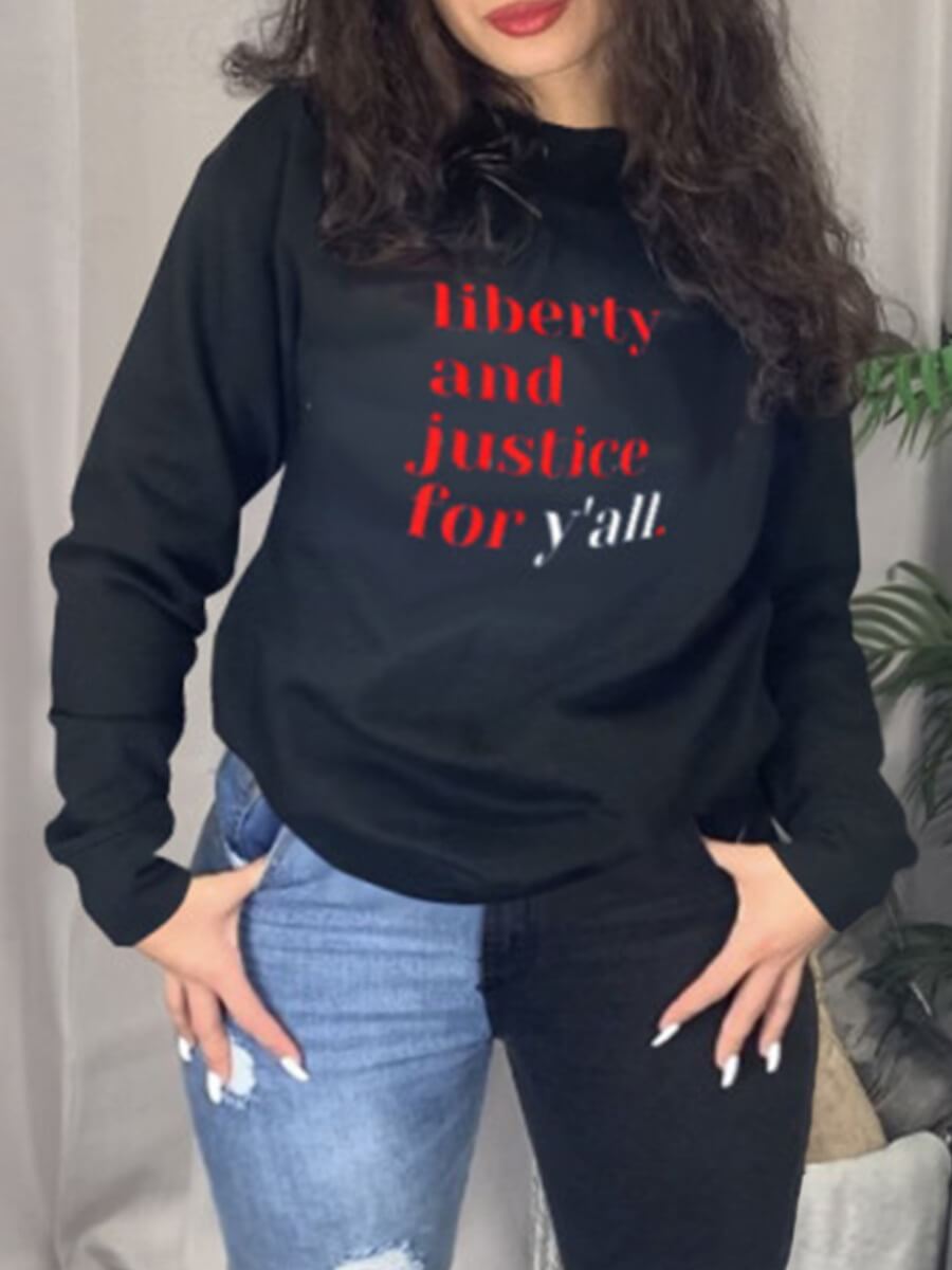 

Lovely Street O Neck Letter Print Black Plus Size Hoodie