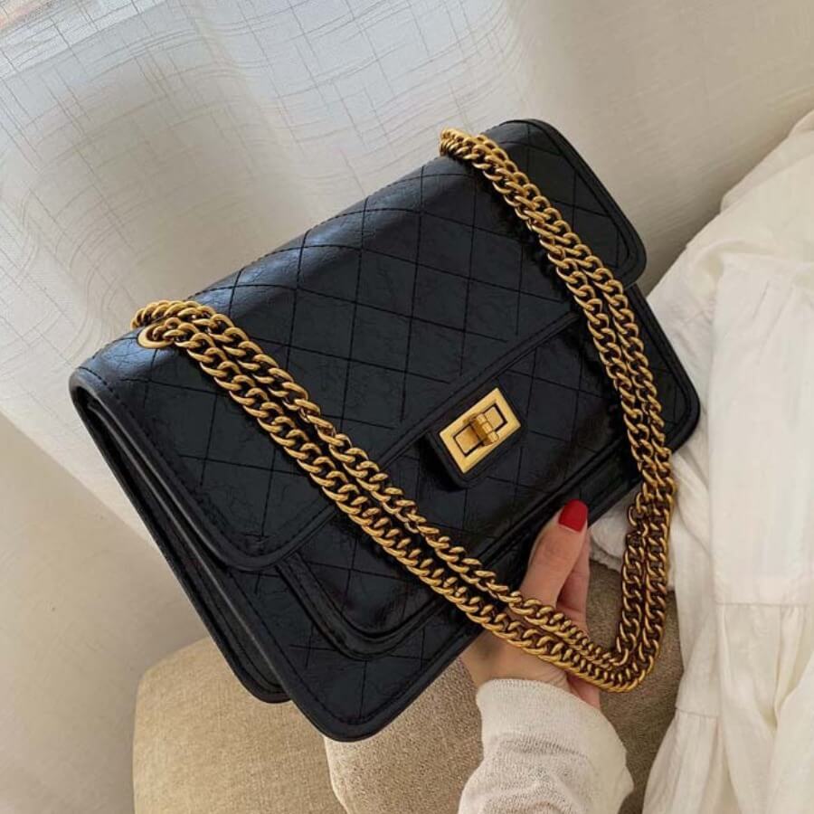 

Lovely Casual Chain Strap Black Crossbody Bag