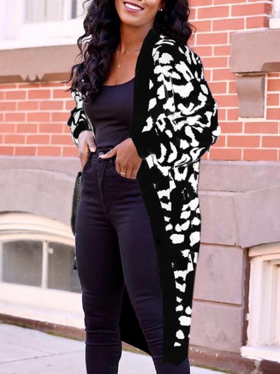 

Lovely Casual Leopard Print Black Cardigan