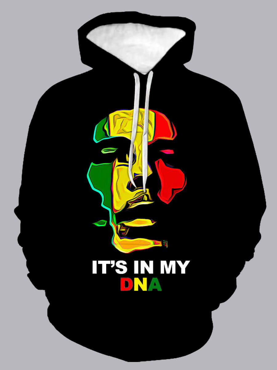 LW Men Graffiti Print Patchwork Hoodie