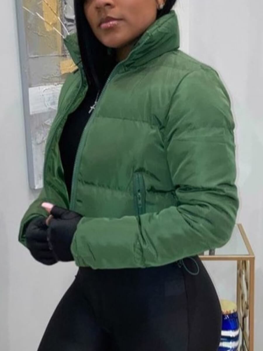 

Lovely Casual Long Sleeve Army Green Parka