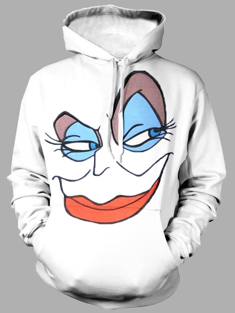 

Lovely Casual Hooded Collar Cartoon Print White Hoodie