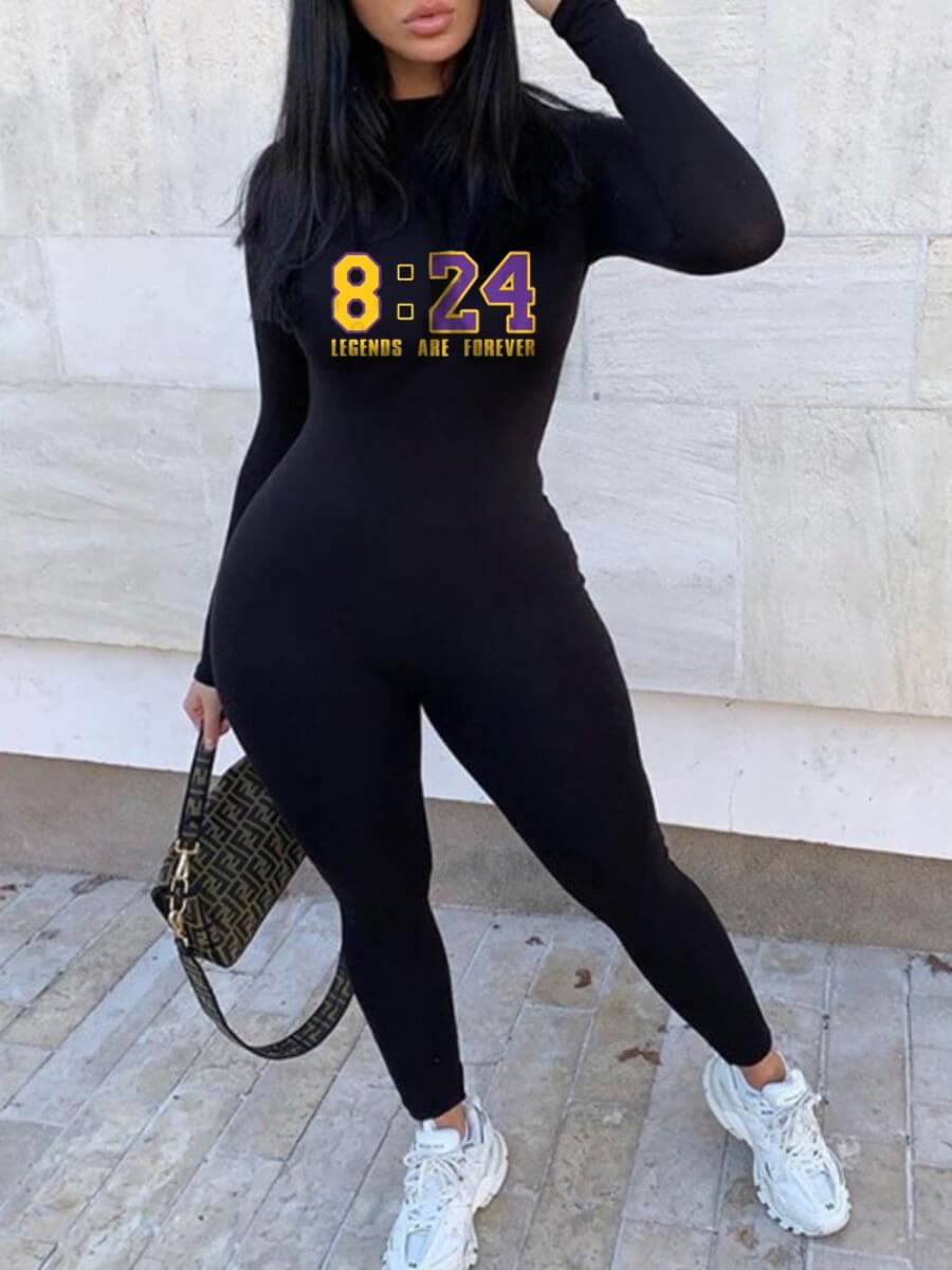 

Lovely Chic Letter Print Patchwork Black One-piece Jumpsuit