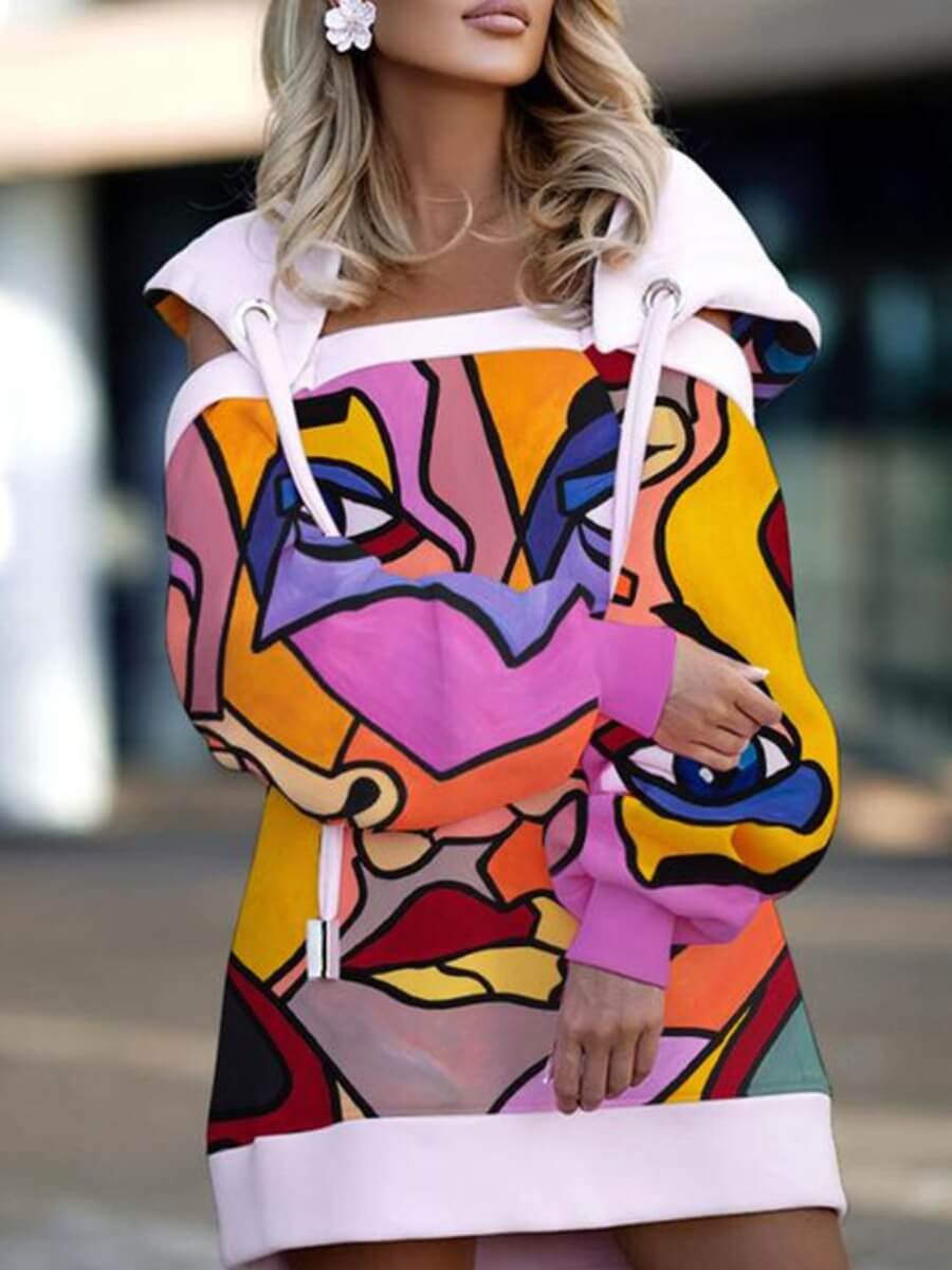

Lovely Street Hooded Collar Hollow-out Patchwork Rose Red Mini Dress
