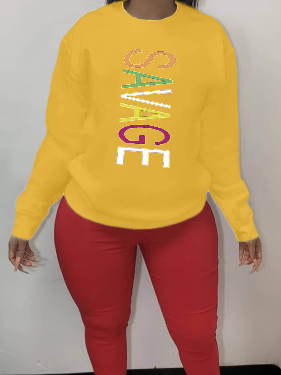 

Lovely Sweet Letter Print Patchwork Yellow Plus Size Hoodie