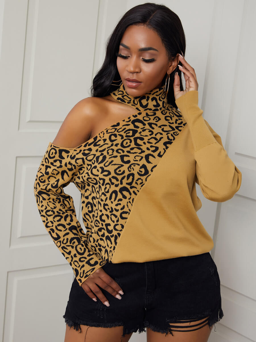 

Lovely Chic Leopard Print Patchwork Hollow-out Sweater