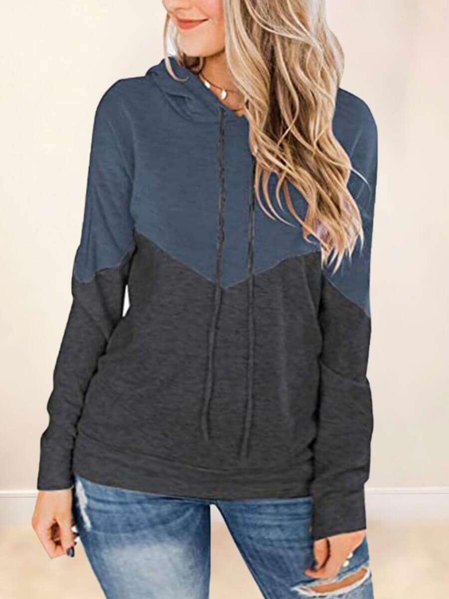 

Lovely Casual Hooded Collar Patchwork Blue Plus Size Hoodie