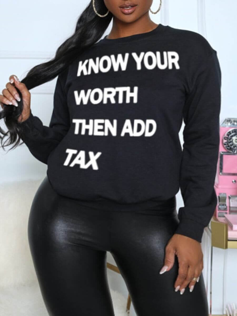 

Lovely Street O Neck Letter Print Black Plus Size Hoodie