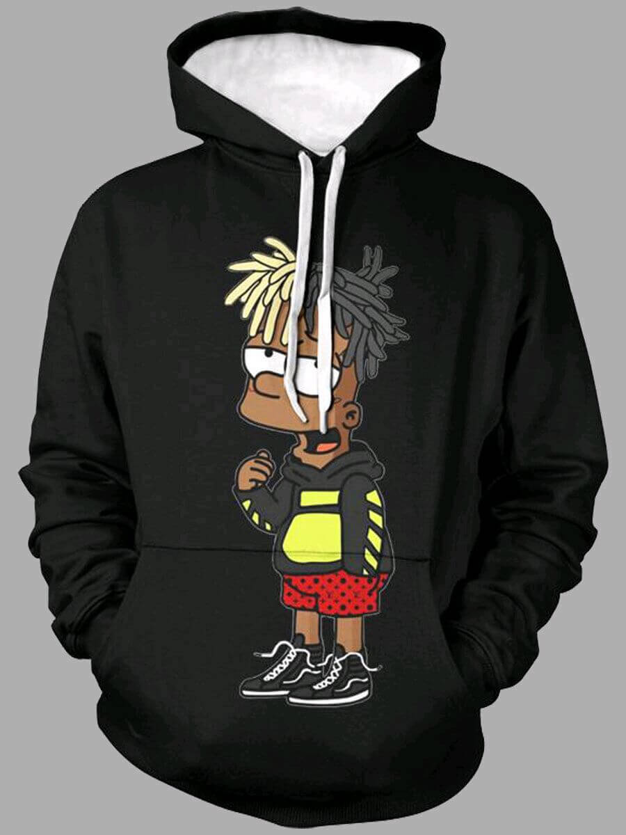 

Lovely Casual Hooded Collar Print Black Boy Hoodie