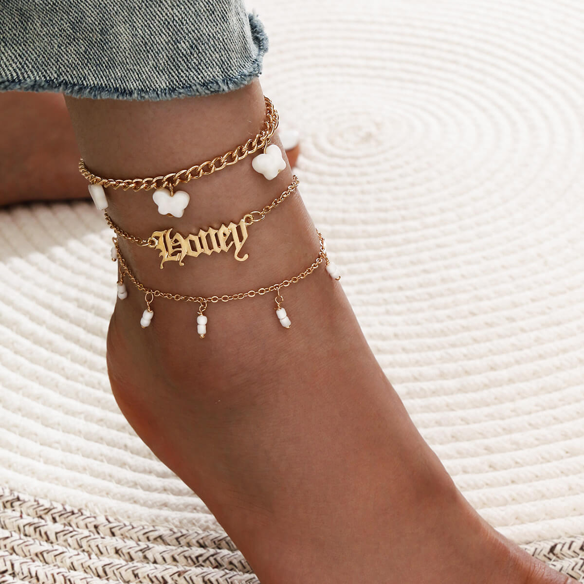 

Lovely Trendy Letter Gold Body Chain