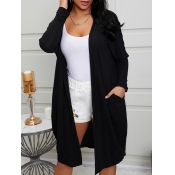 Lovely Casual Hooded Collar Loose Black Coat