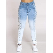 Lovely Street Gradient Bandage Design Blue Jeans