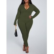 Lovely Casual Conventional Collar Long Sleeve Army