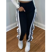 Lovely Casual Patchwork Black Pants