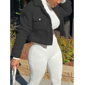 LW Crop Top Button Design Teddy Jacket