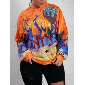 Lovely Casual Hooded Collar Graffiti Print Patchwo