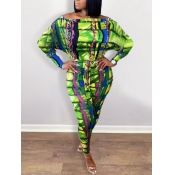 Lovely Casual Print Green One-piece Jumpsuit