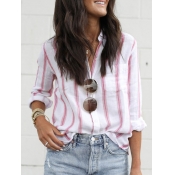 Lovely Street Striped Patchwork Pink Blouse