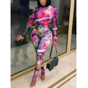 LW Round Neck Mixed Print Jumpsuit