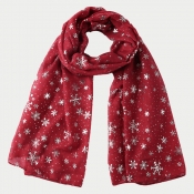 Lovely Christmas Day Print Wine Red Scarve