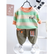 Lovely Sweet Print Patchwork Light Green Boy Two P