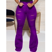 LW Plus Size Ripped Flared Purple Pants
