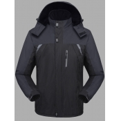 Lovely Casual Hooded Collar Color-lump Black Men C