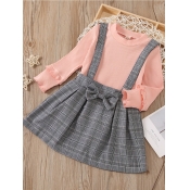 Lovely Girl Casual Plaid Print Patchwork Pink Two 