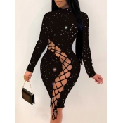 Lovely Sexy Bandage Hollow-out Design Starry Print