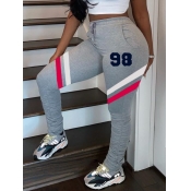 Lovely Casual Striped Drawstring Fold Design Grey 