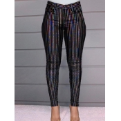 Lovely Formal Mid Waist Sequined Black Pants