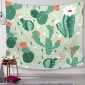 Lovely Christmas Day Floral Print Green Wall Cloth