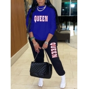 LW Plus Size Queen Letter Print Pants Set