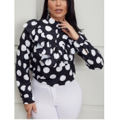 Lovely Stylish Flounce Design Dot Print Patchwork 