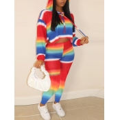 Lovely Casual Hooded Collar Gradient Multicolor Tw
