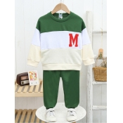 Lovely Sportswear Letter Print Patchwork Green Boy