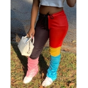 Lovely Street Color-lump Patchwork Fold Design Red