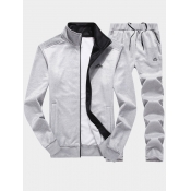 LW Men Pocket Design Drawstring Light Pants Set