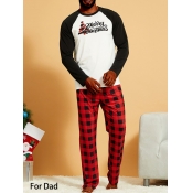 Lovely Trendy Christmas Day Plaid Letter Print Dad