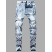 LW Men Mid Waist Tie-dye Blue Jeans